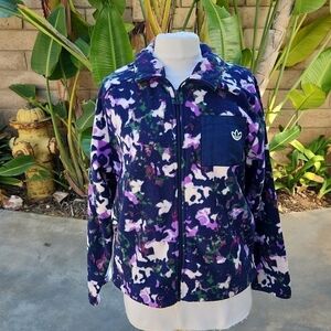 Adidas Originals Bellista Purple Printed Polar Fleece Zip Up Jacket medium